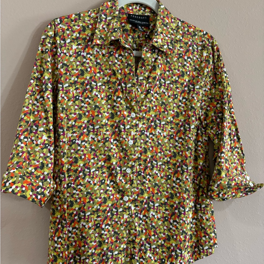 Foxcroft - Womens Button Down Blouse - Size 14P - 97% Cotton So Tailored Looking